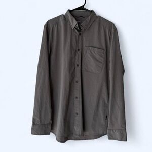 SWISS TECH Men's Long Sleeve Button Up Shirt Gray Size M Nylon Polyester Blend